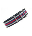 Watch NATO strap  Black/White/Red/Blue