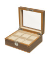 Clipperton 6 watch box in brown wood with glass lid