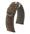 Tritone Hirsch Watch Strap Brown with white stitching