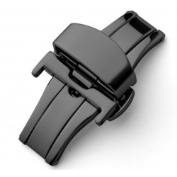Double folding clasps for leather straps shiny black PVD