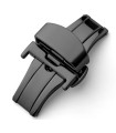 Double folding clasps for leather straps shiny black PVD