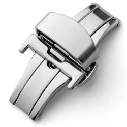 Double folding clasps for leather straps brushed stainless steel