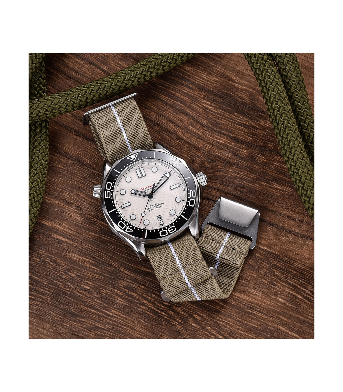 Parachute strap Khaki White