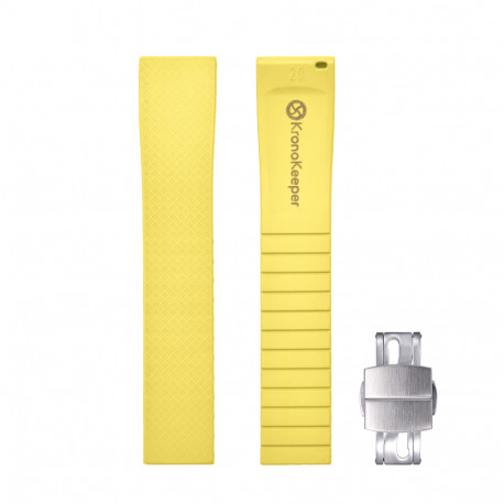 KronoKeeper adjustable Rubber Strap with deployant clasp - Yellow