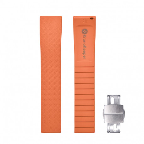 KronoKeeper adjustable Rubber Strap with deployant clasp - Orange