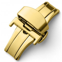 Double folding clasps for leather straps yellow gold plated