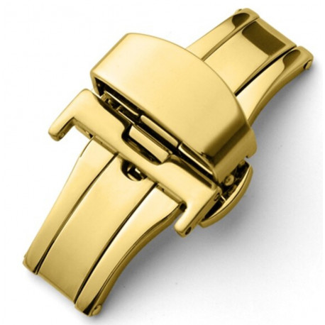 Double folding clasps for leather straps yellow gold plated