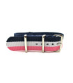 Navy blue/white/pink NATO watch strap