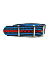 Navy blue/light blue/red NATO watch strap